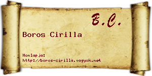 Boros Cirilla névjegykártya